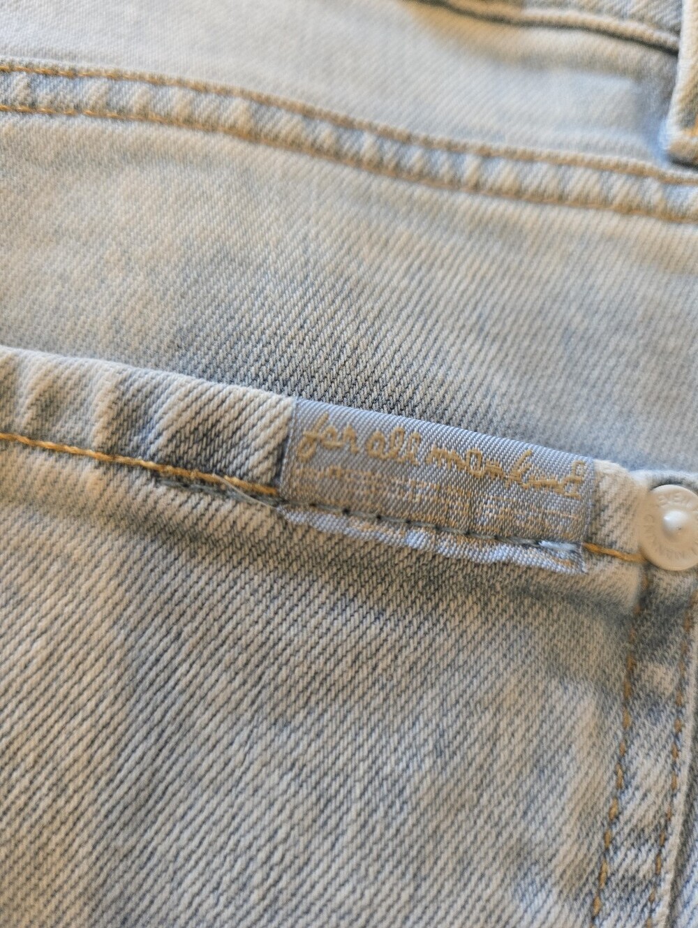 NEW! 7 For All Mankind Light Wash Slim Straight  Distressed Jeans - Picture 6 of 7